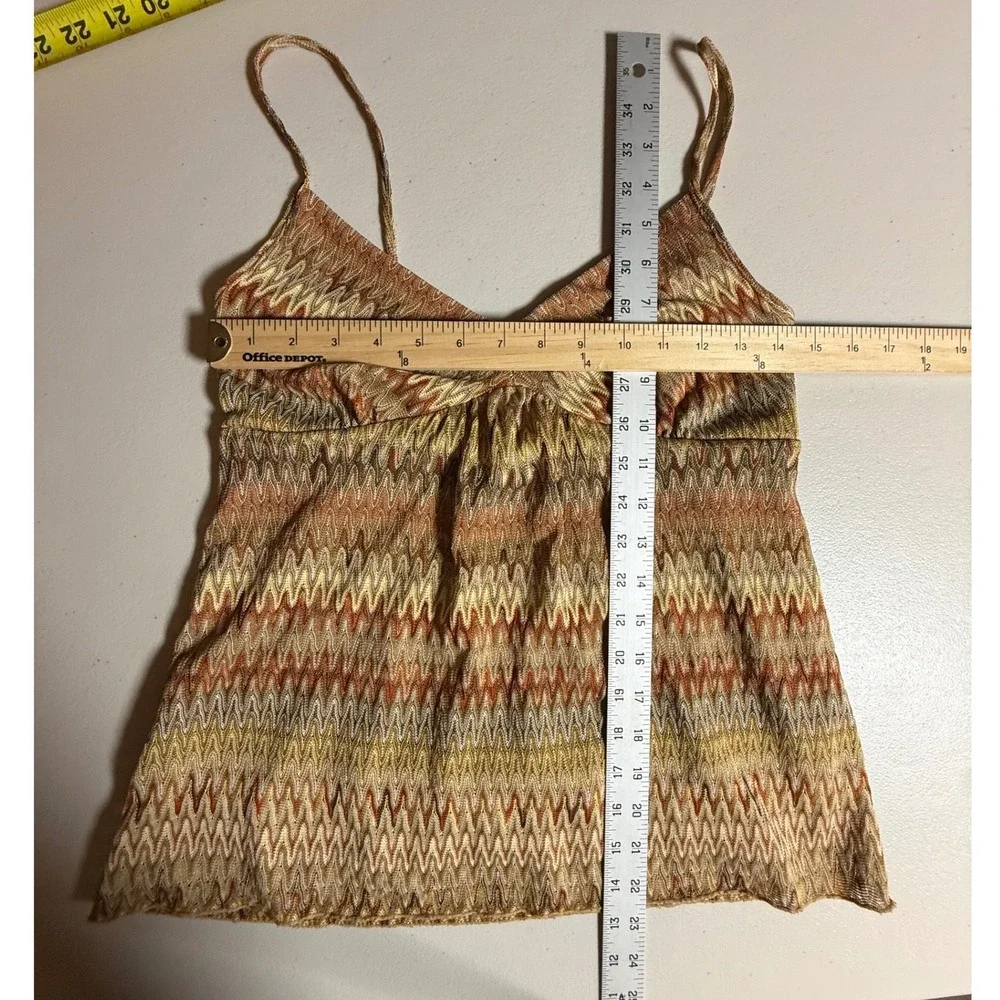 Ann Taylor LOFT Orange Chevron Zigzag Knit Empire Waist Camisole Top Small